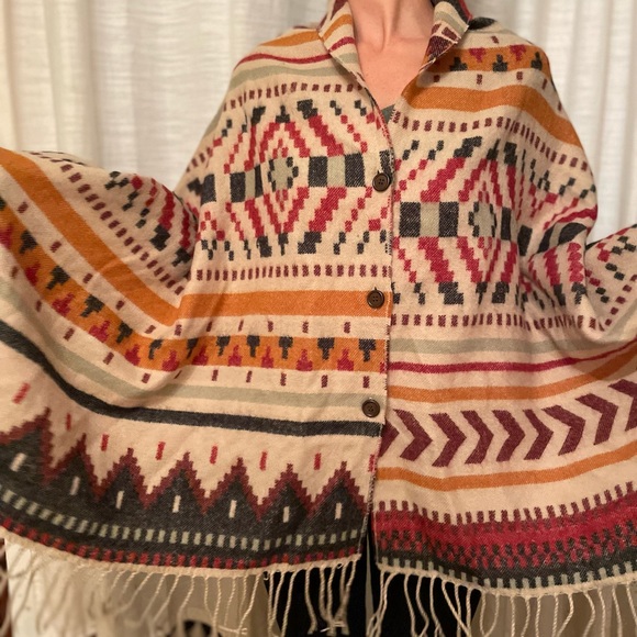 Vintage Native American design Tassel Shawl Scarf Wrap - Picture 7 of 8